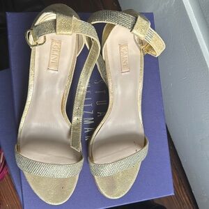 Gold strappy heels